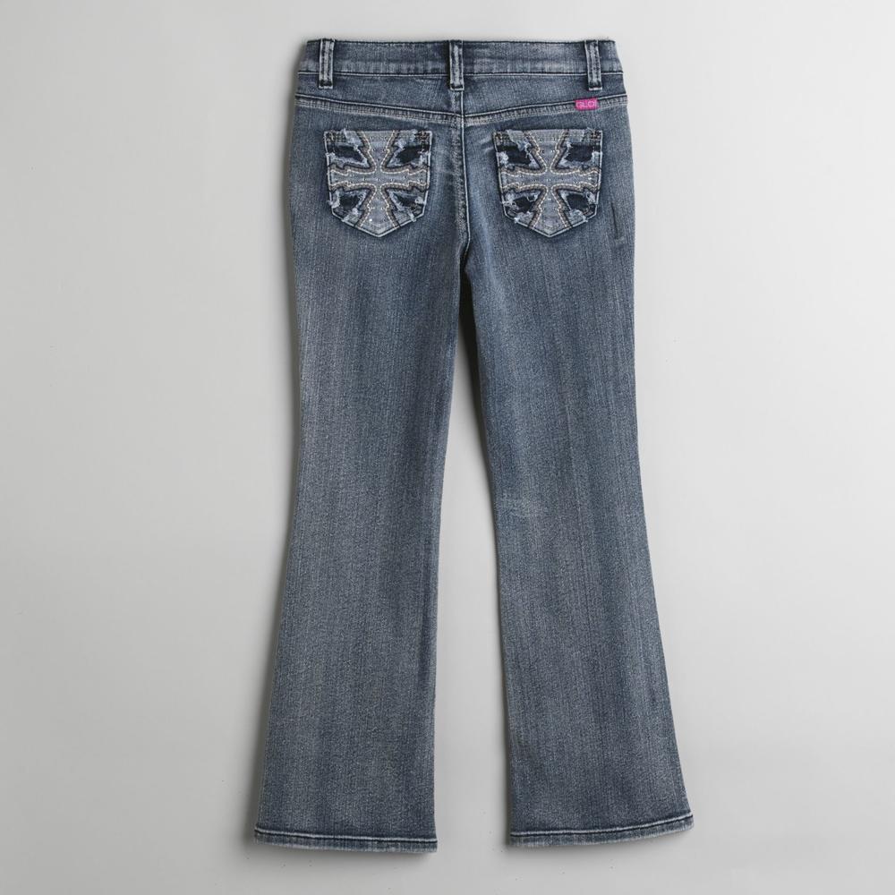 Glo Girl's Studded Cross Patch Pocket Jeans