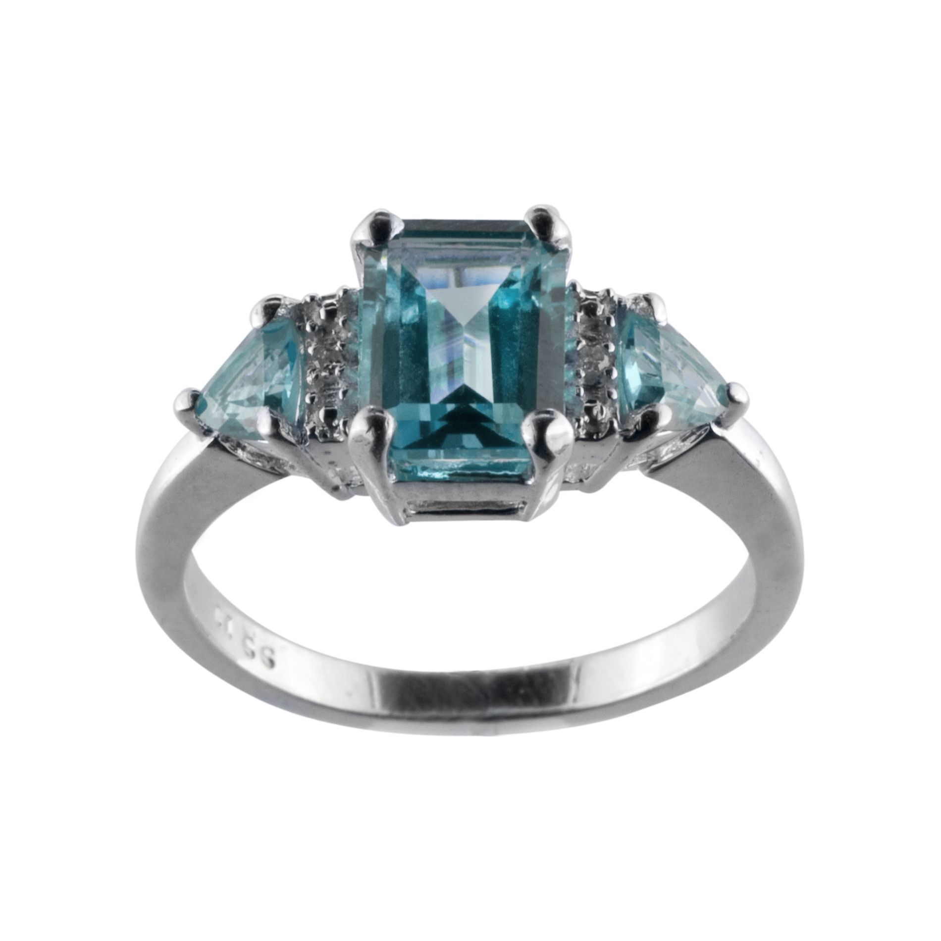 Blue Topaz and Diamond Accent Ring Sterling Silver