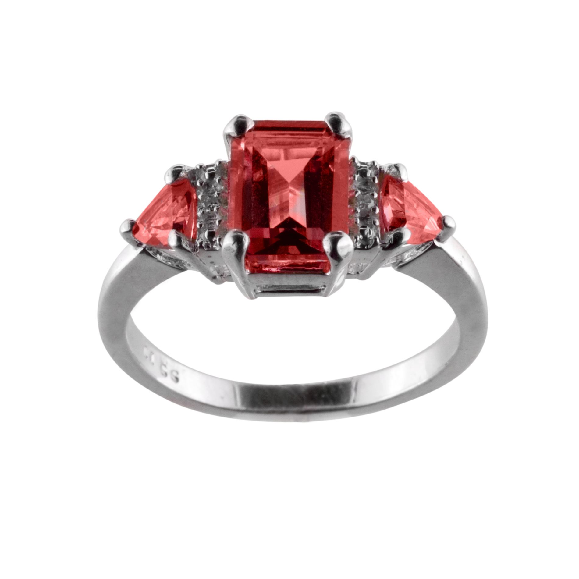 Lab Created Ruby and Diamond Accent Ring Sterling Silver