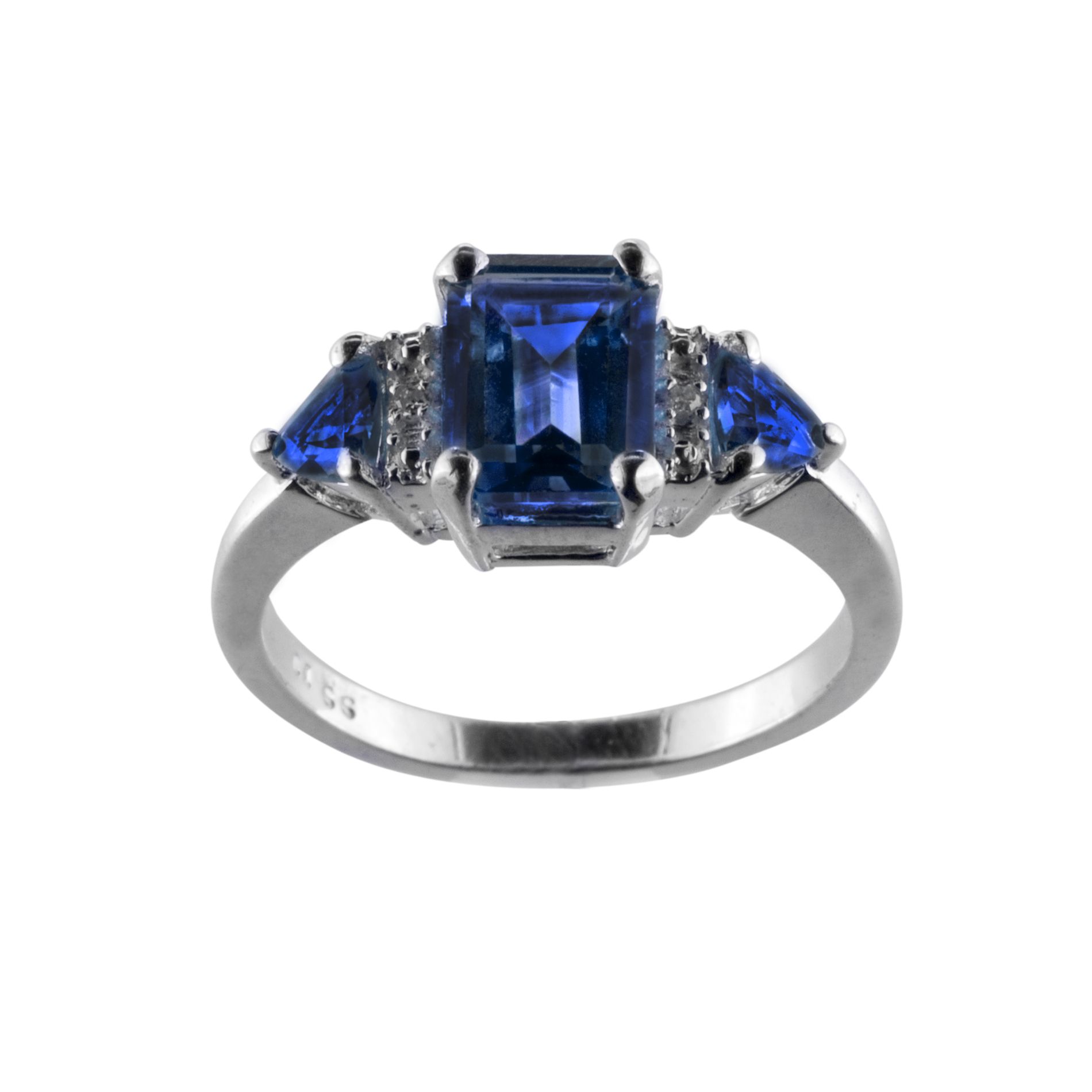 Lab Created Sapphire and Diamond Accent Ring Sterling Silver
