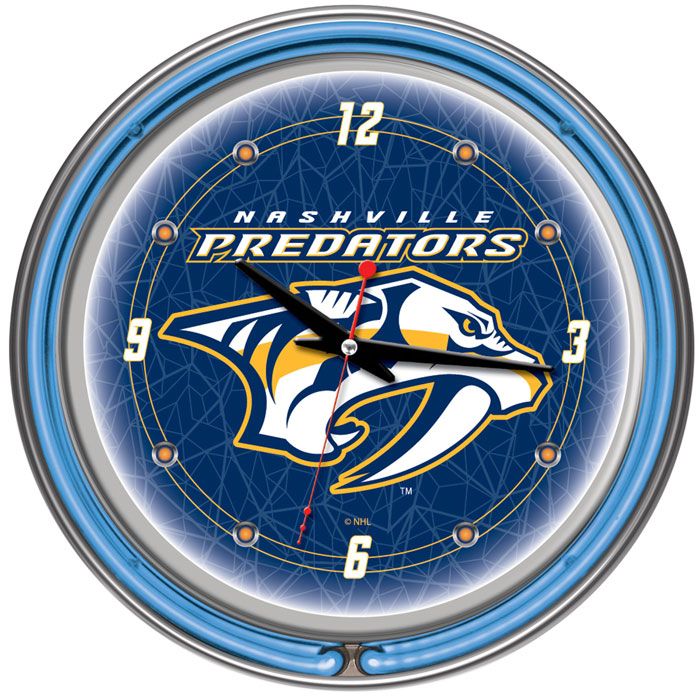 Trademark NHL Nashville Predators Neon Clock - 14 inch Diameter
