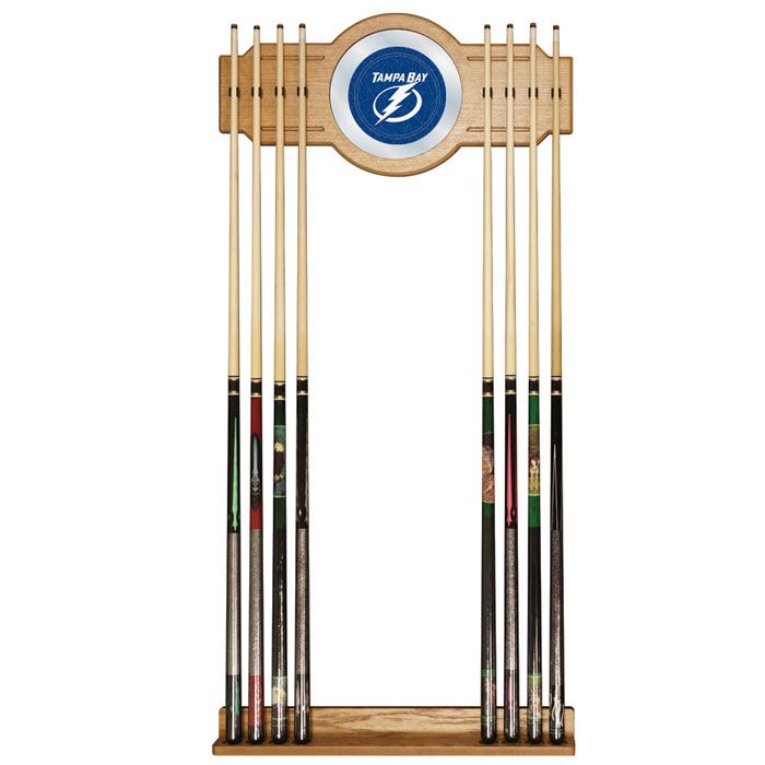 Trademark NHL Tampa Bay Lightning 2 piece Wood and Mirror Wall Cue Rack