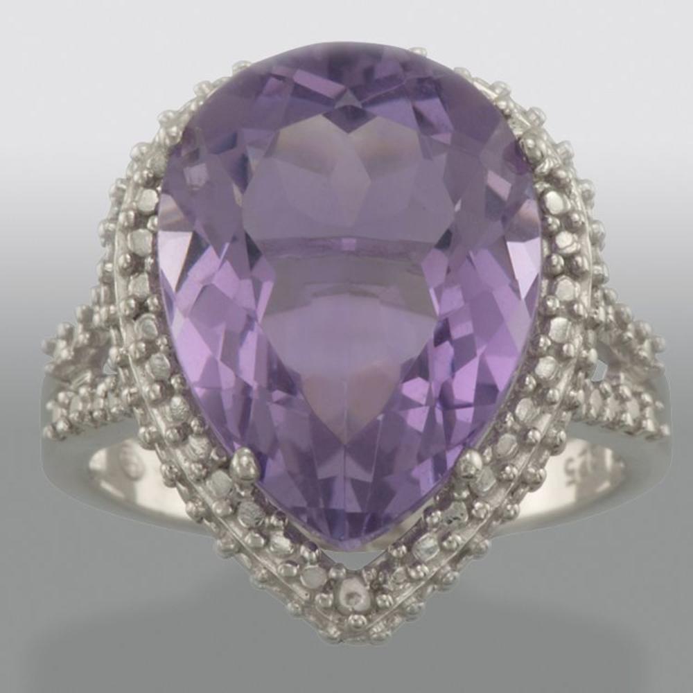 Sterling Silver Amethyst and Diamond Accent Ring