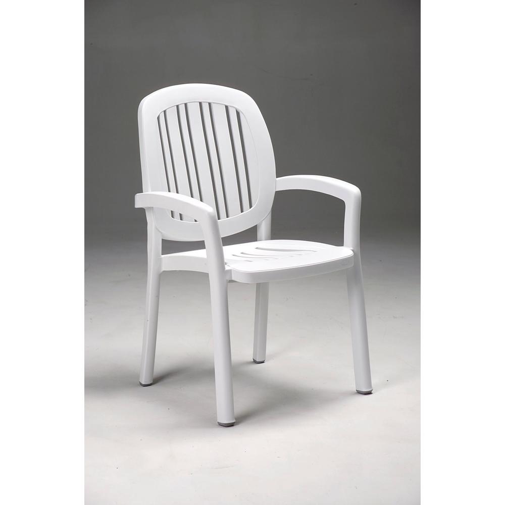 Nardi Ponza Commercial Grade Stack Chairs, White, 4/pk