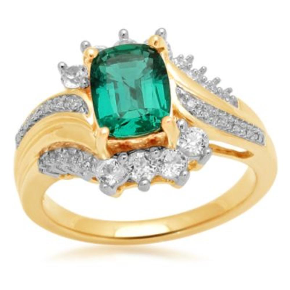 1.14 cttw Lab Created Emerald and Lab Created White Sapphire Diamond Ring