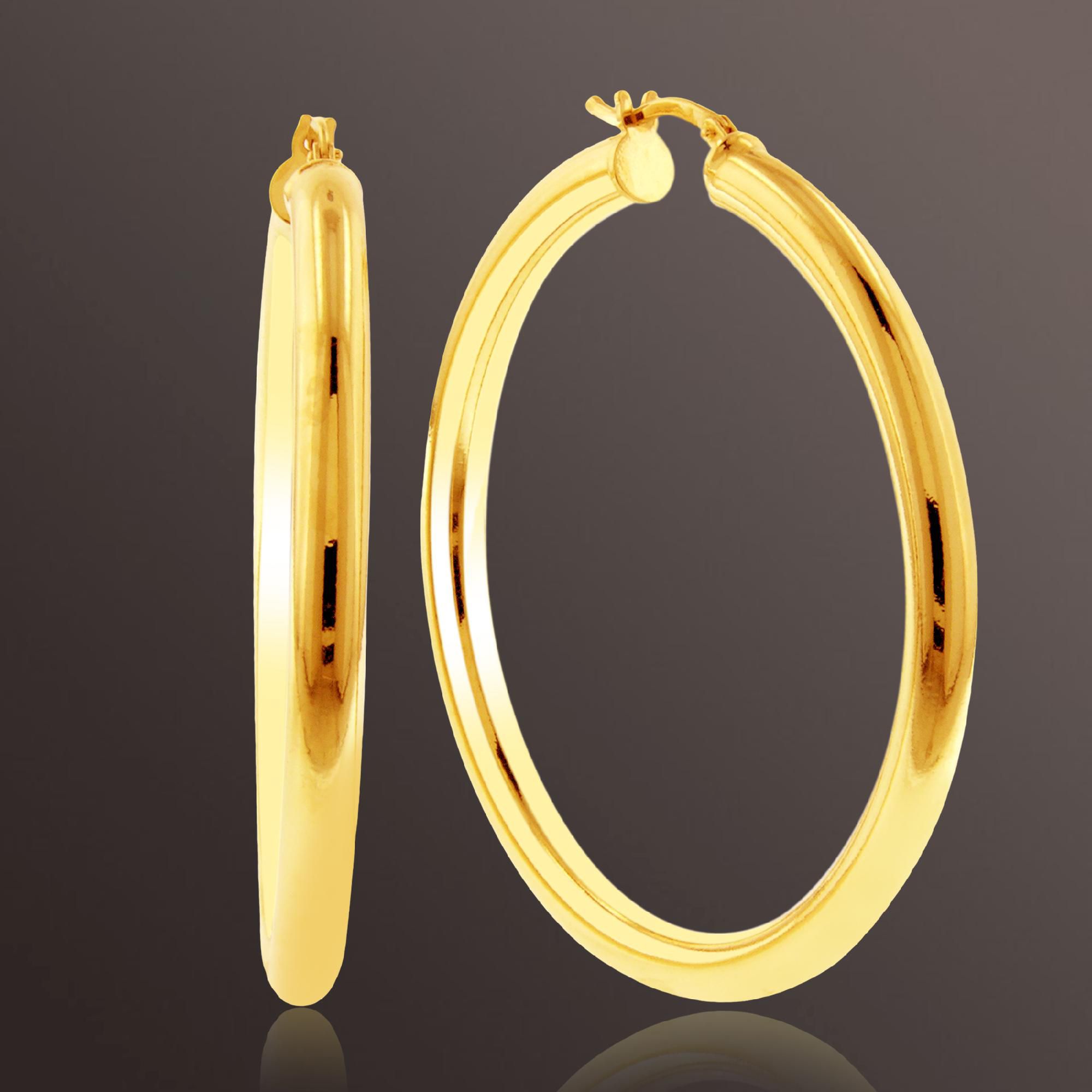 Romanza Medium Tube Hoop Earrings set in Gold over Bronze