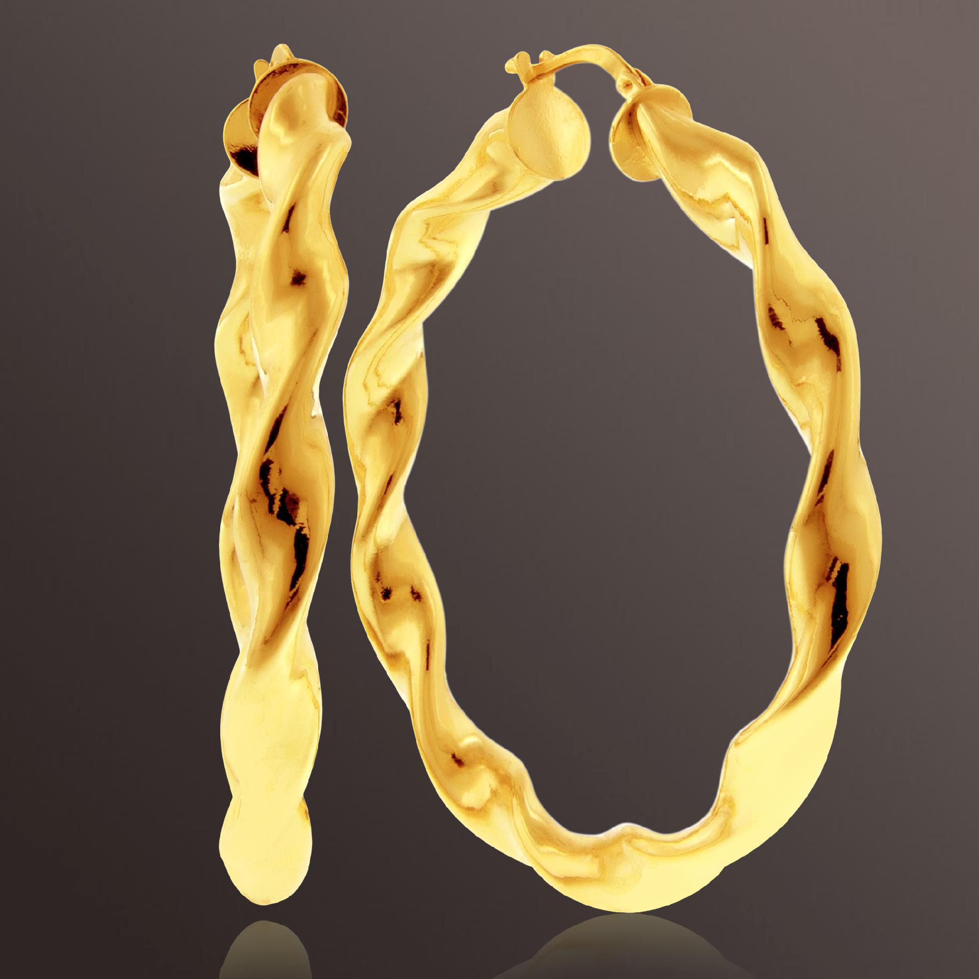Polished Twist Hoop Earrings set in Gold over Bronze