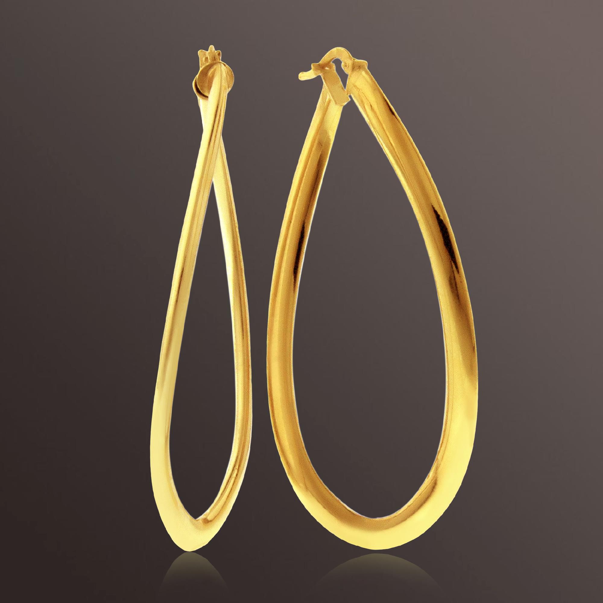 Romanza Teardrop Hoop Earrings set in Gold over Bronze