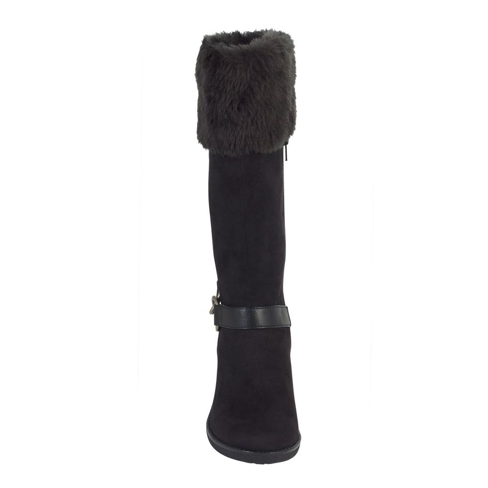 Route 66 Women&#39;s Fayola Fur Cuff Wedge Boot - Black
