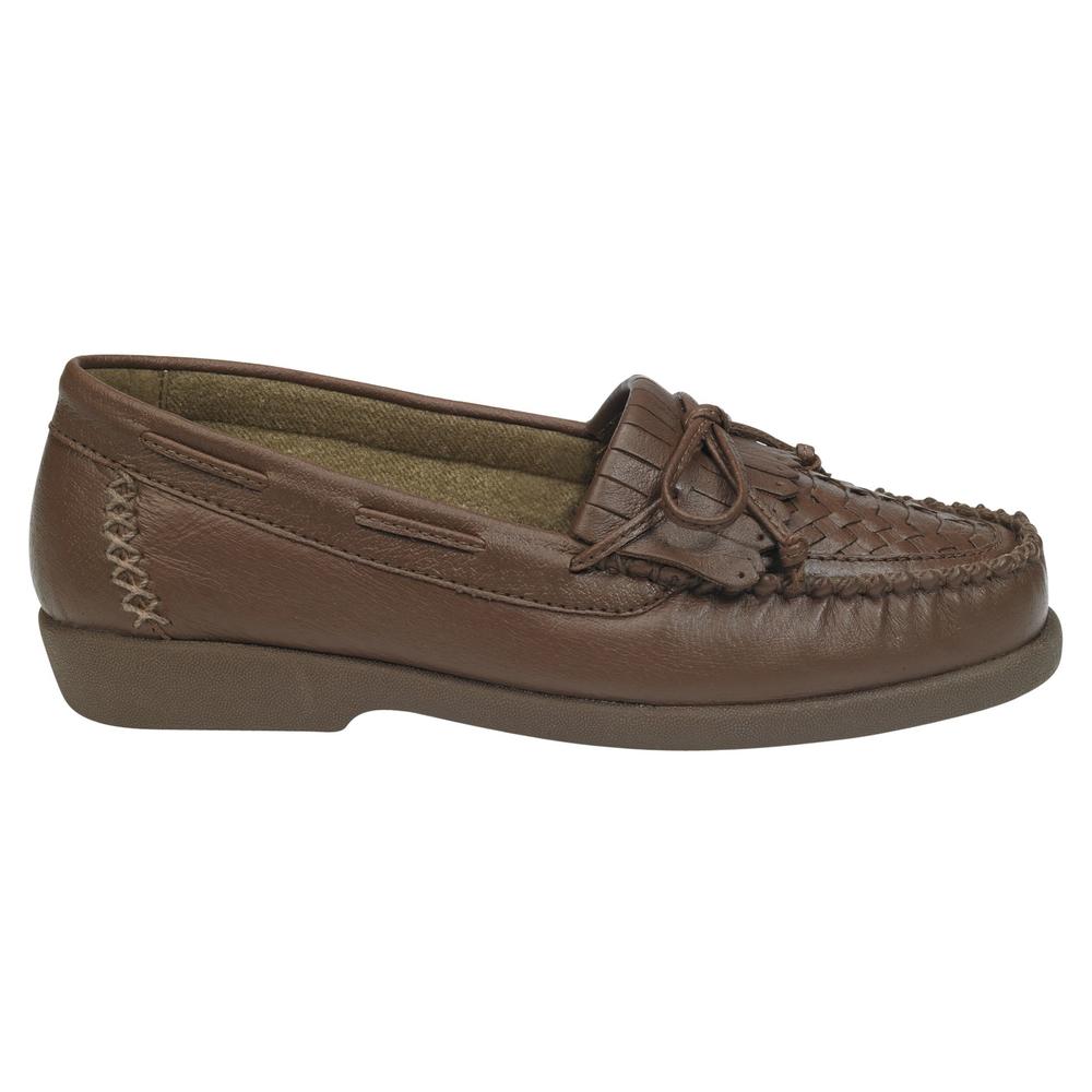 Basic Editions Women's Eloise Leather Moccasin Wide Width Brown