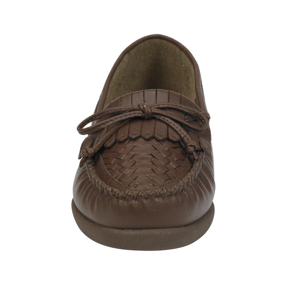 Basic Editions Women's Eloise Leather Moccasin Wide Width - Brown