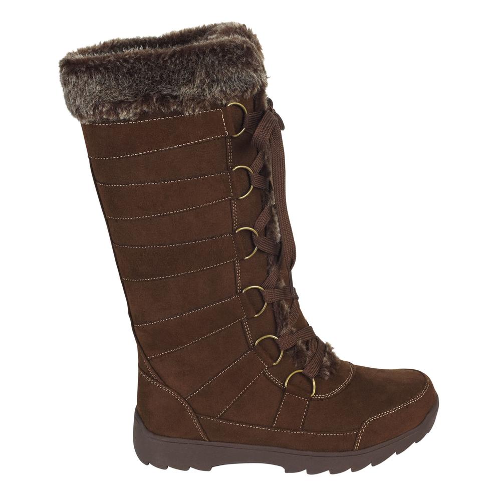 Route 66 Women&#39;s Tamber Faux Suede Boot with Fur Trim - Brown
