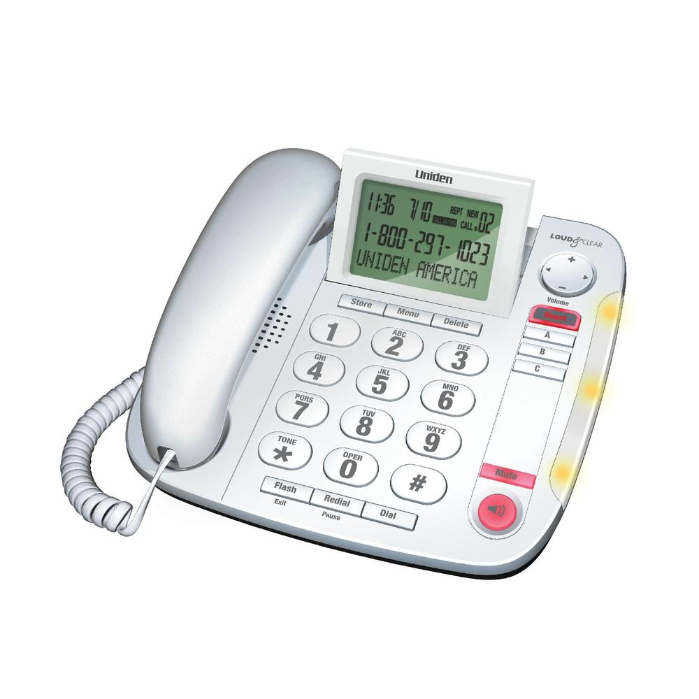 Uniden CEZ260W Big Button Desktop Corded Phone with Amplified Audio - White