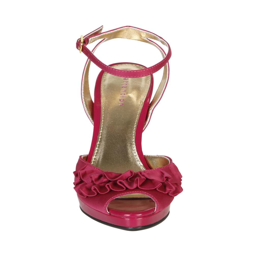 Attention Women&#39;s Tashima Platform Peep Toe with Ruffle Detail - Pink