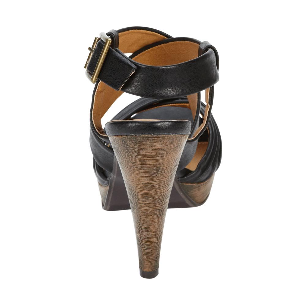 Qupid Women's Fine Open Toe X&#45;Band Sandal &#45; Black