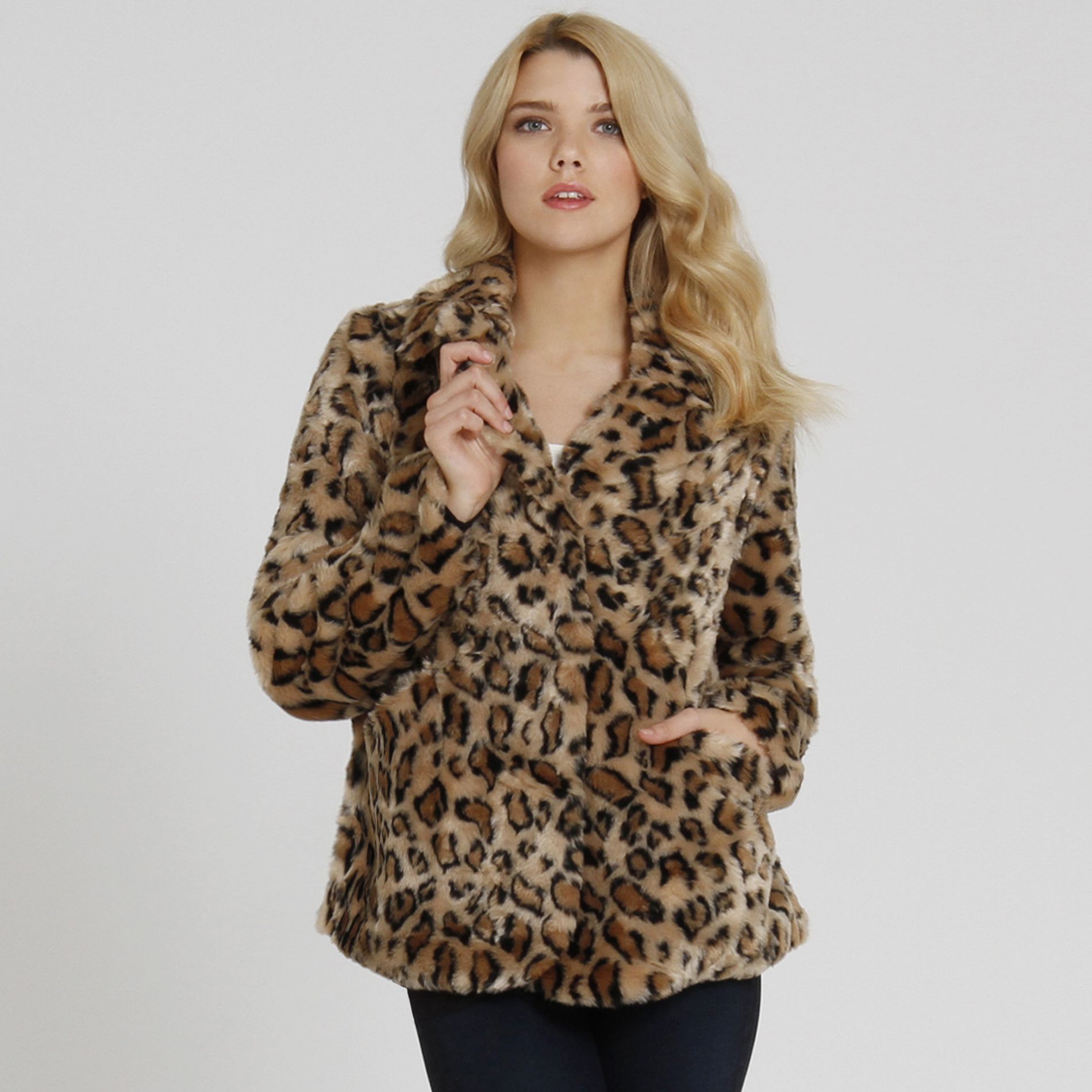 UK Style by French Connection Women's Animal Print Swing Coat