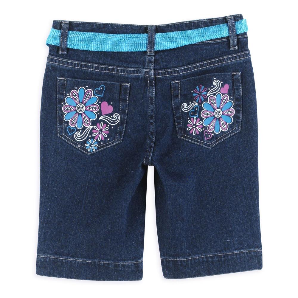 Canyon River Blues Girl&#39;s 7-16 Denim Bermuda with Flowers