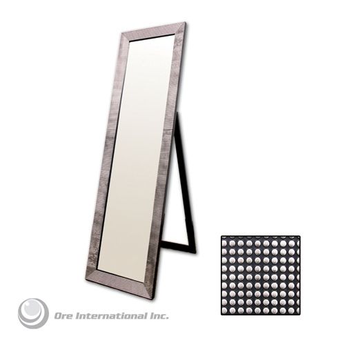 Ore Rectangular Black With Pearl-like Studs Floor Mirror