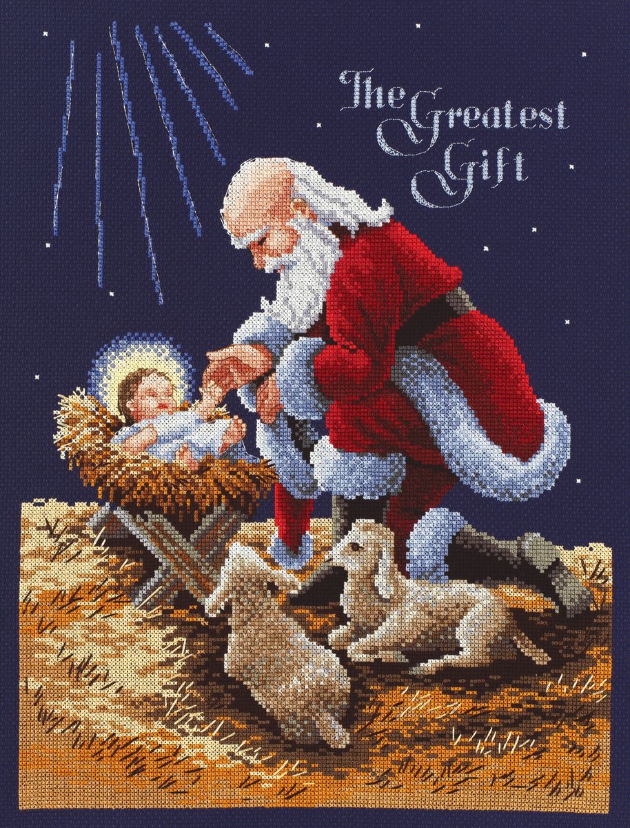 JANLYNN Kneeling Santa Counted Cross Stitch Kit