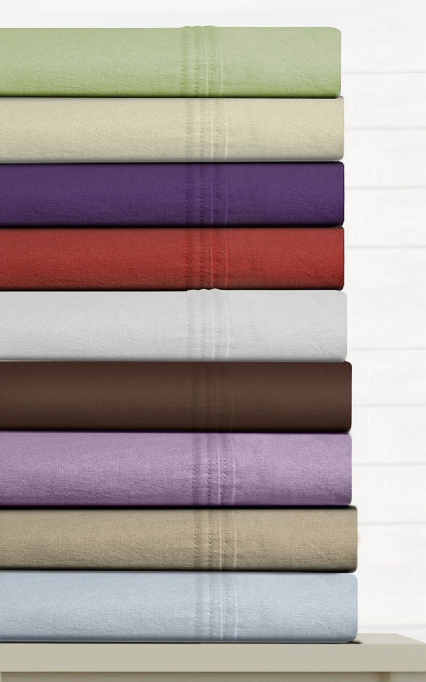Tribeca Living Luxury Solid Cotton Flannel Extra Deep Pocket Sheet Set