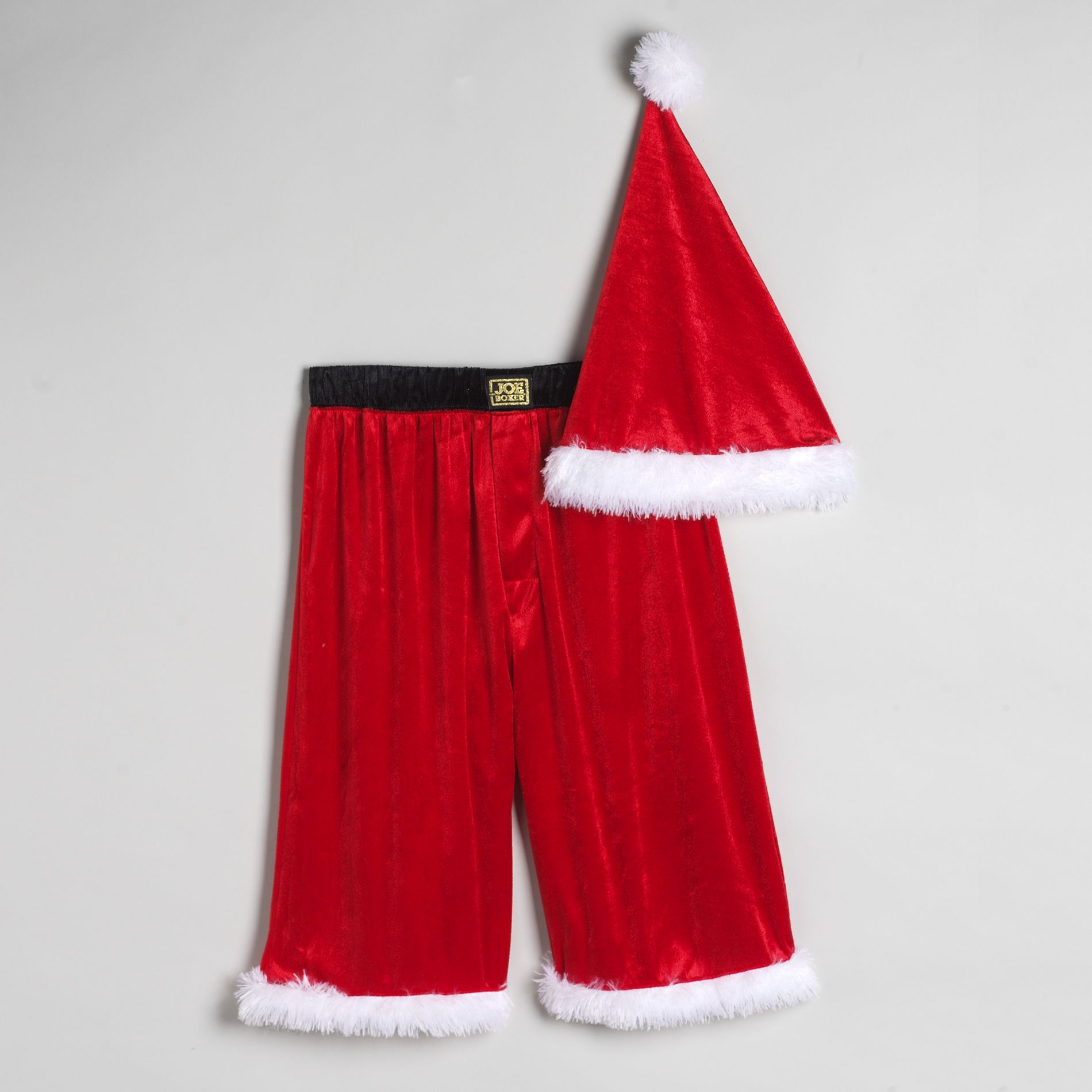 Joe Boxer Men's Santa Jams & Hat Set