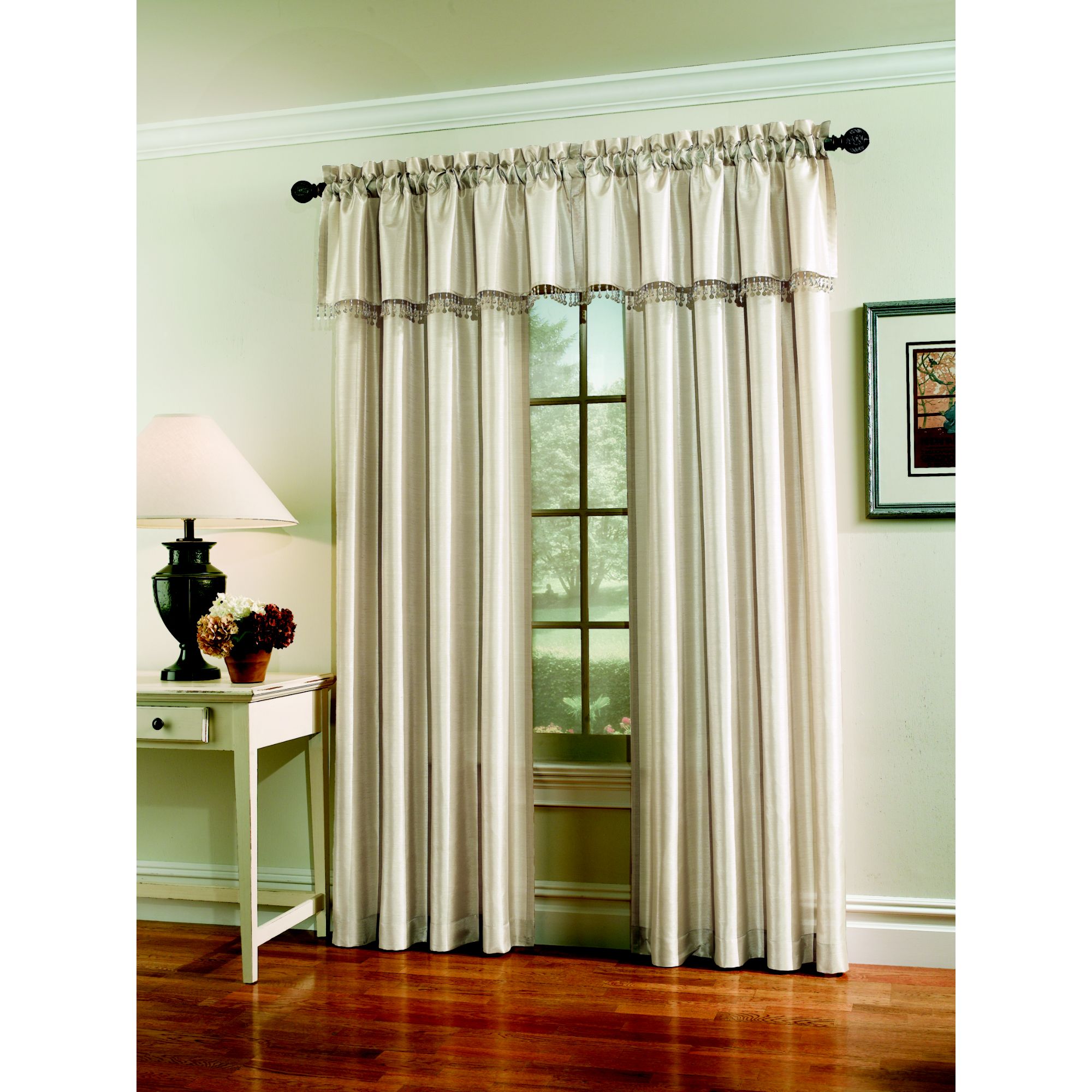 Jaclyn Smith Faux Silk Panel or Valance - Ivory