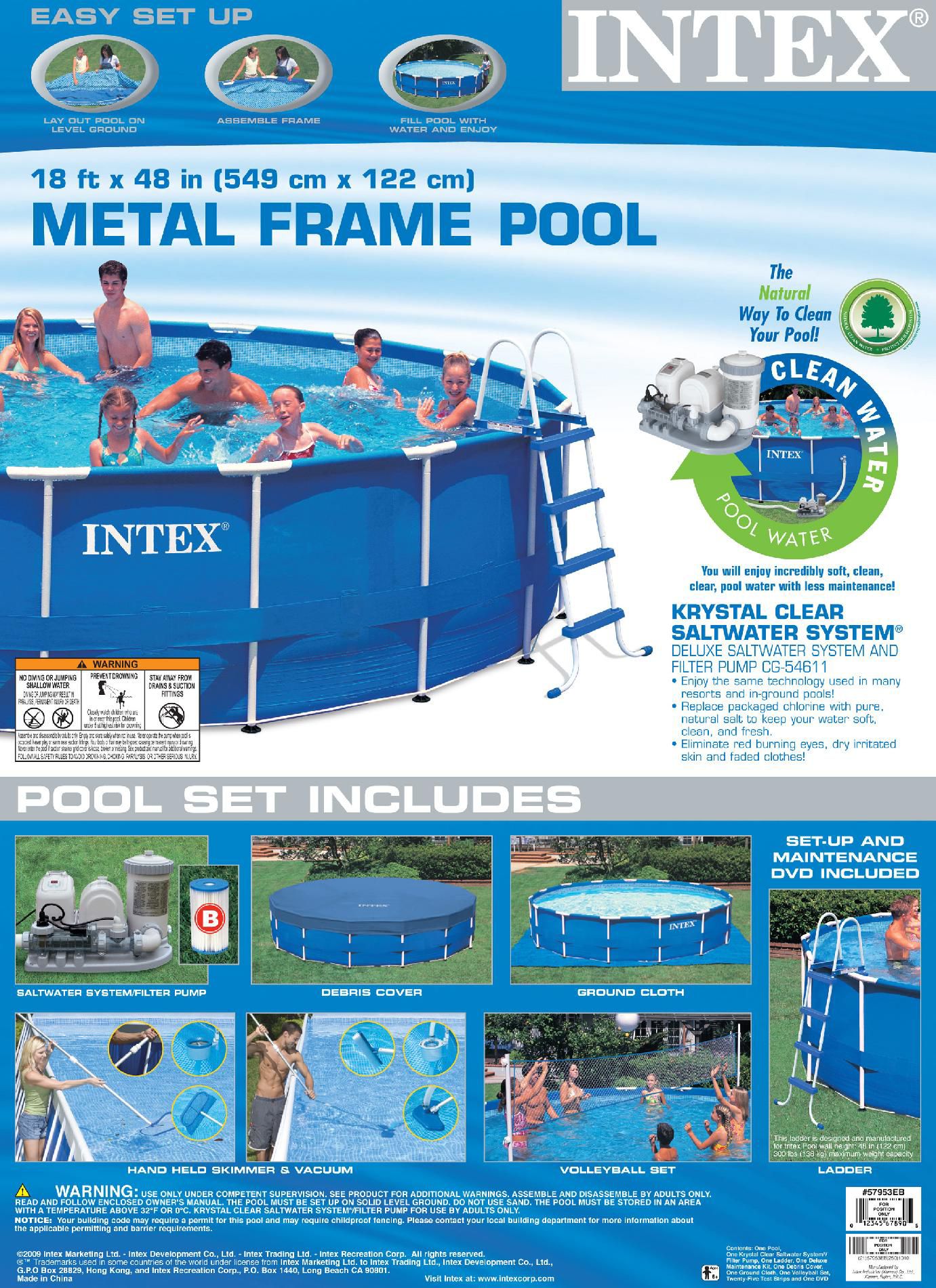 Intex  18 x 48 Metal Frame Pool with Saltwater System