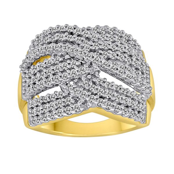 1cttw Diamond Weave Ring in 14k Gold Over Silver