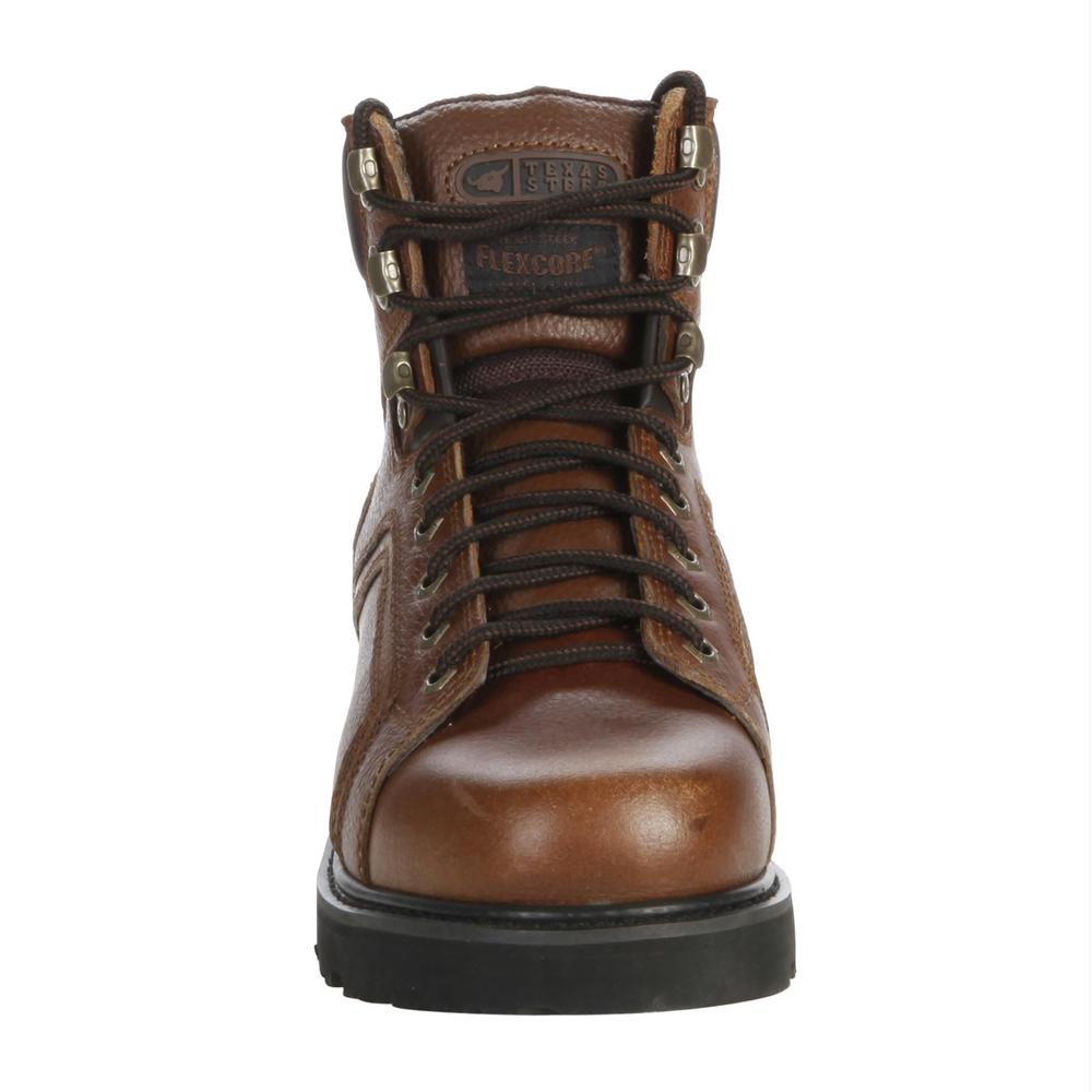 Texas Steer Men's Kode Leather Soft Toe 6" Work Boot Wide Width - Brown
