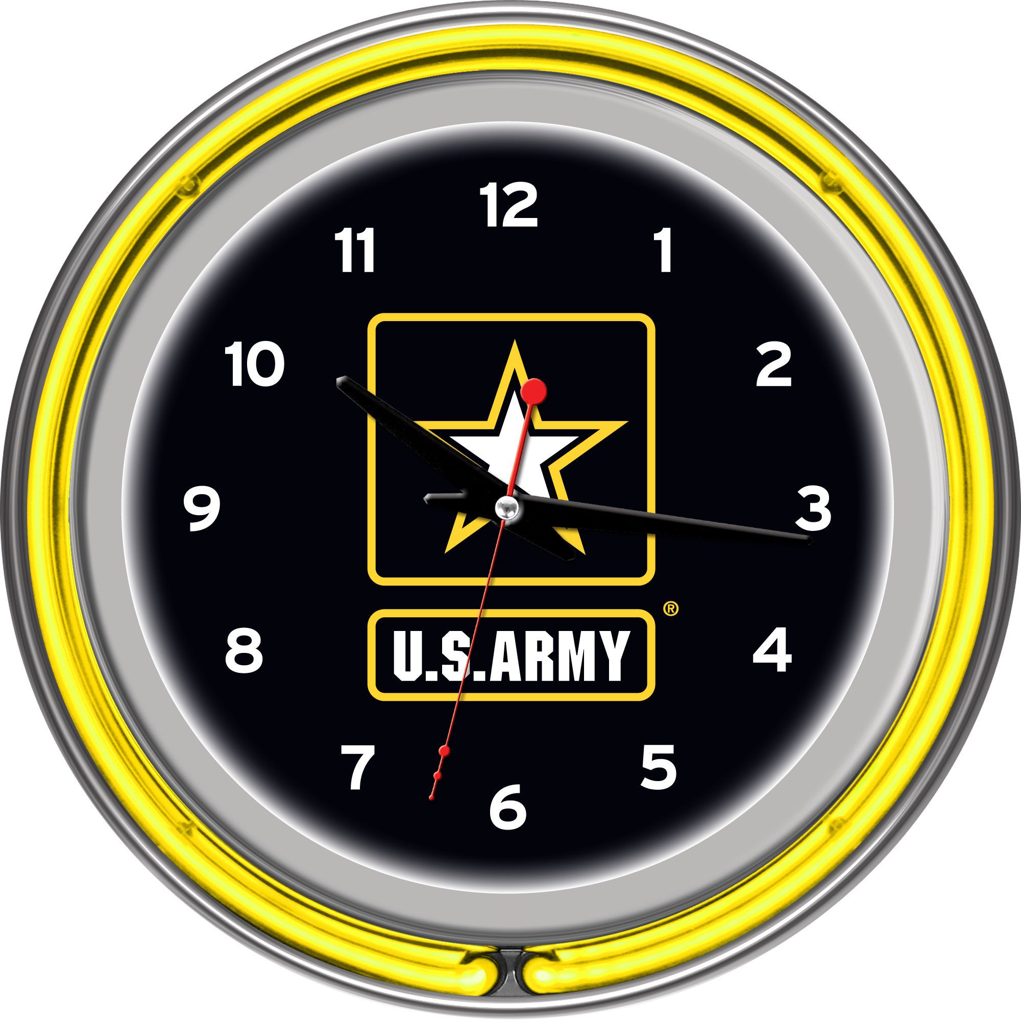 U.S. Army Chrome Double Ring Neon Clock