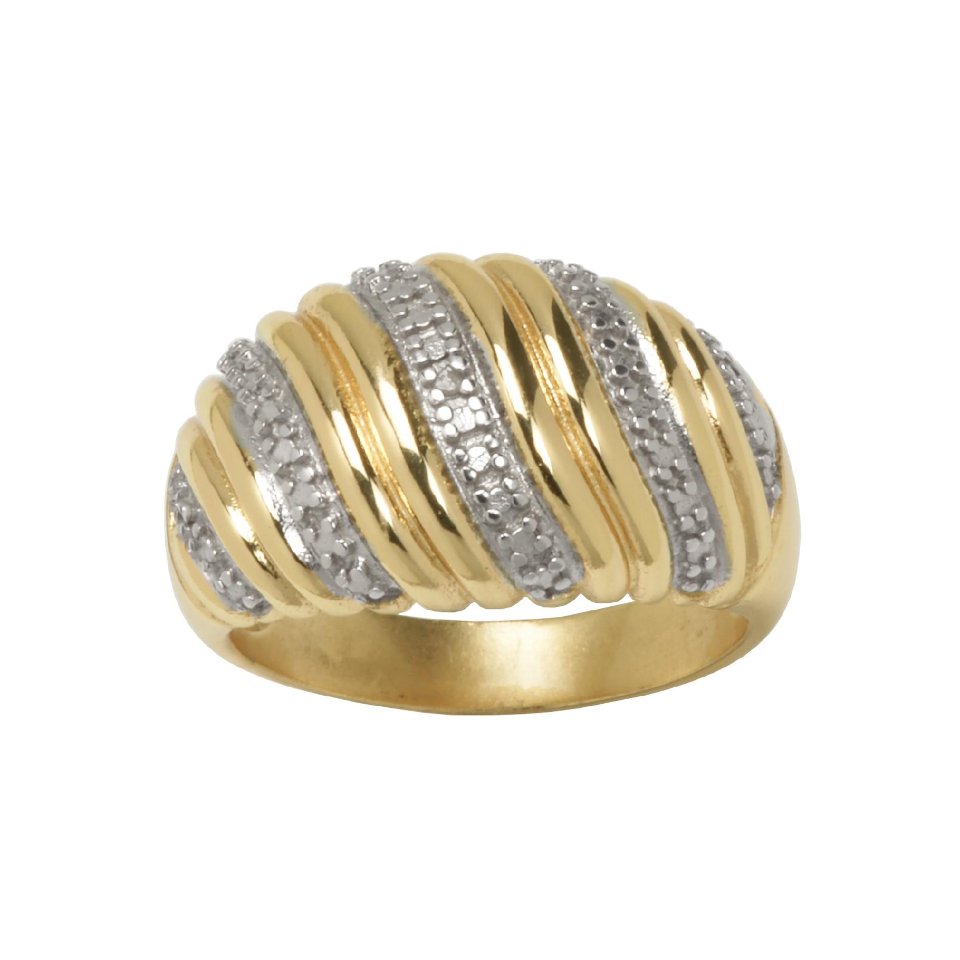 18k and Sterling Silver Diamond Accent Ring