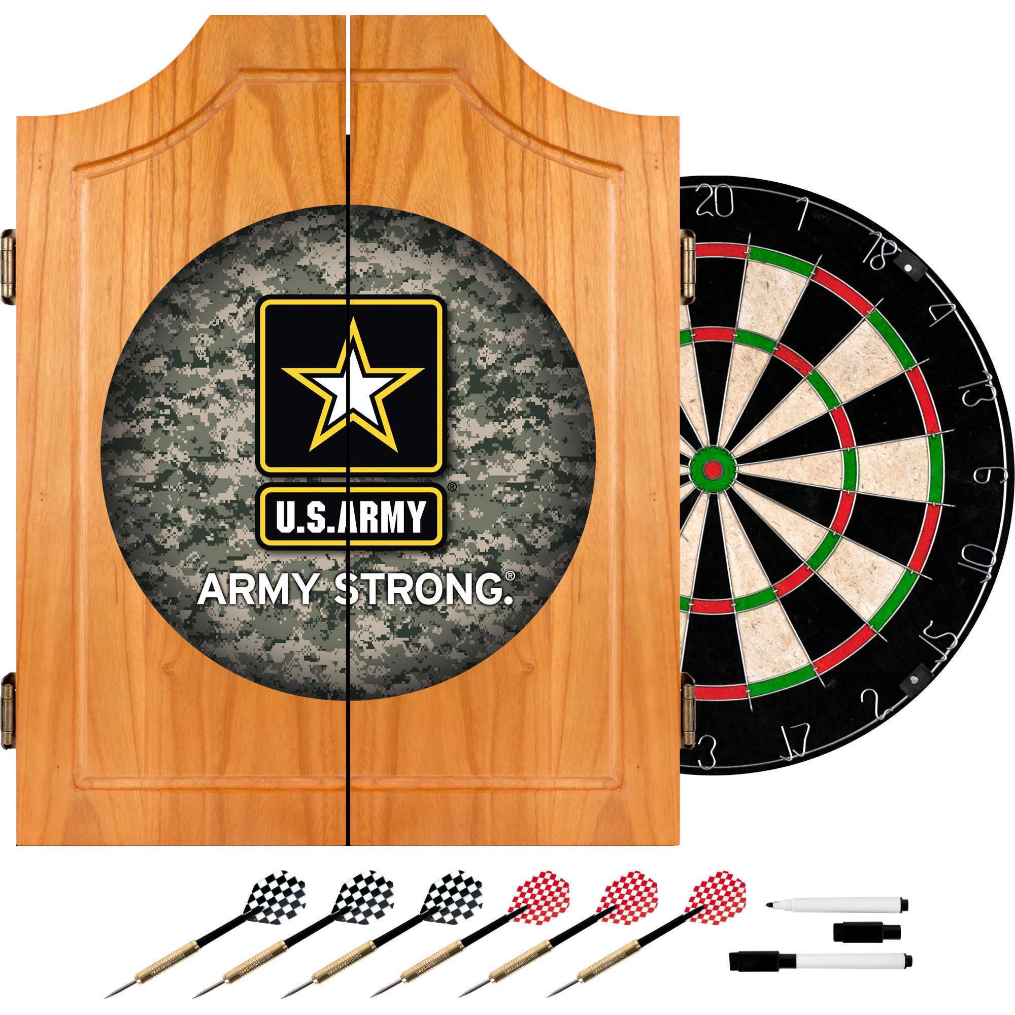 U.S. Army Digital Camo Wood Dart Cabinet Set