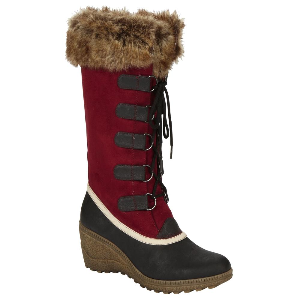 Qupid Women&#8217;s Mac-22 Faux Fur Winter Boot - Burgundy