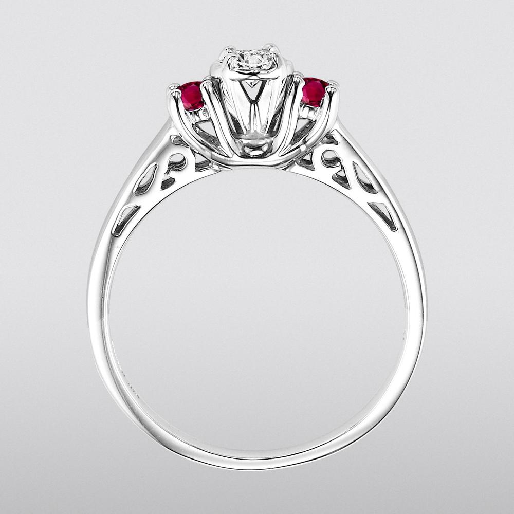 Promise Your Love 1/3 Cttw. Round Cut Ruby and Diamond Engagement Ring Sterling Silver