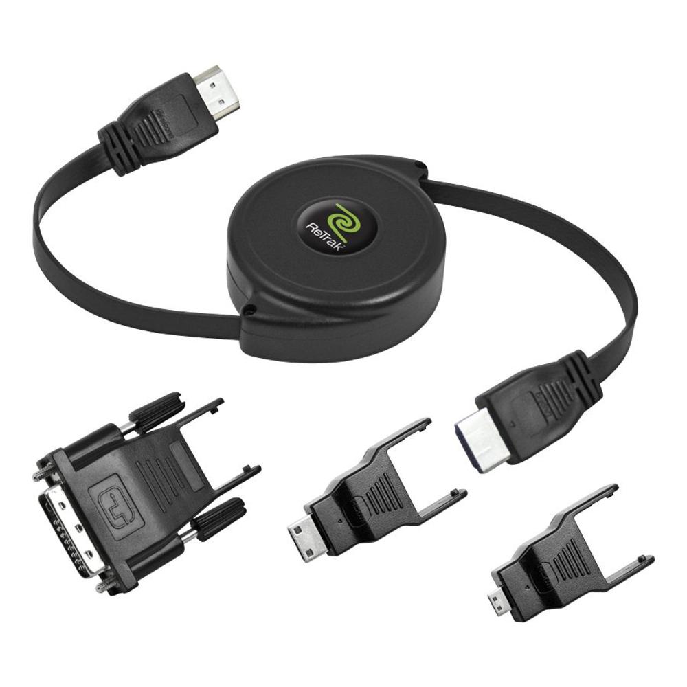 Emerge Tech Retractable HDMI Cable (Type A to A, with C, D & DVI with adapter tips)