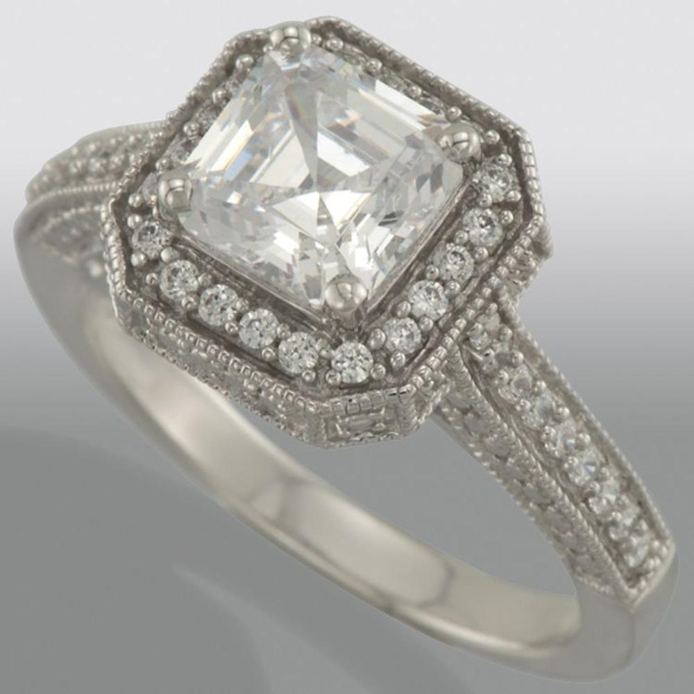 Vedere Le Stelle&trade; 2.38 Cttw Cubic Zirconia Cushion Solitaire and Mill grain Sterling Silver Ring_in Size 8