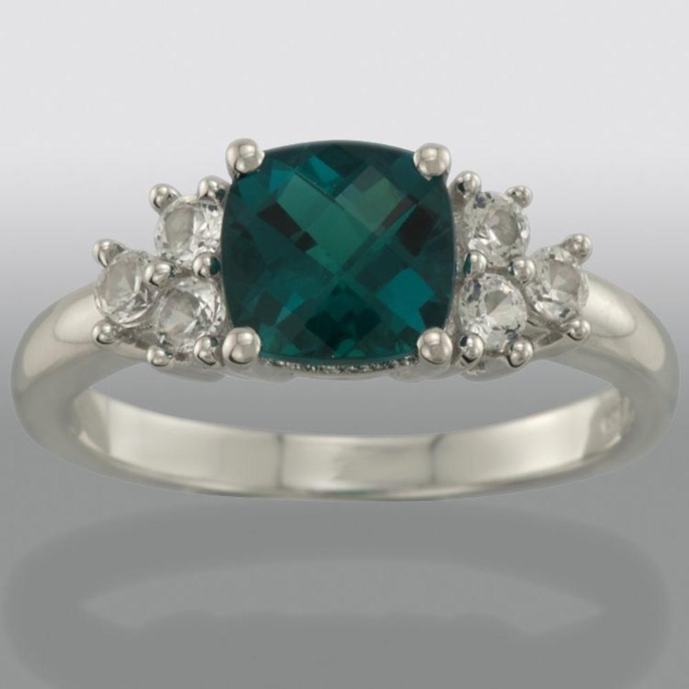 Sterling Silver and Lab Created Emerald Ring