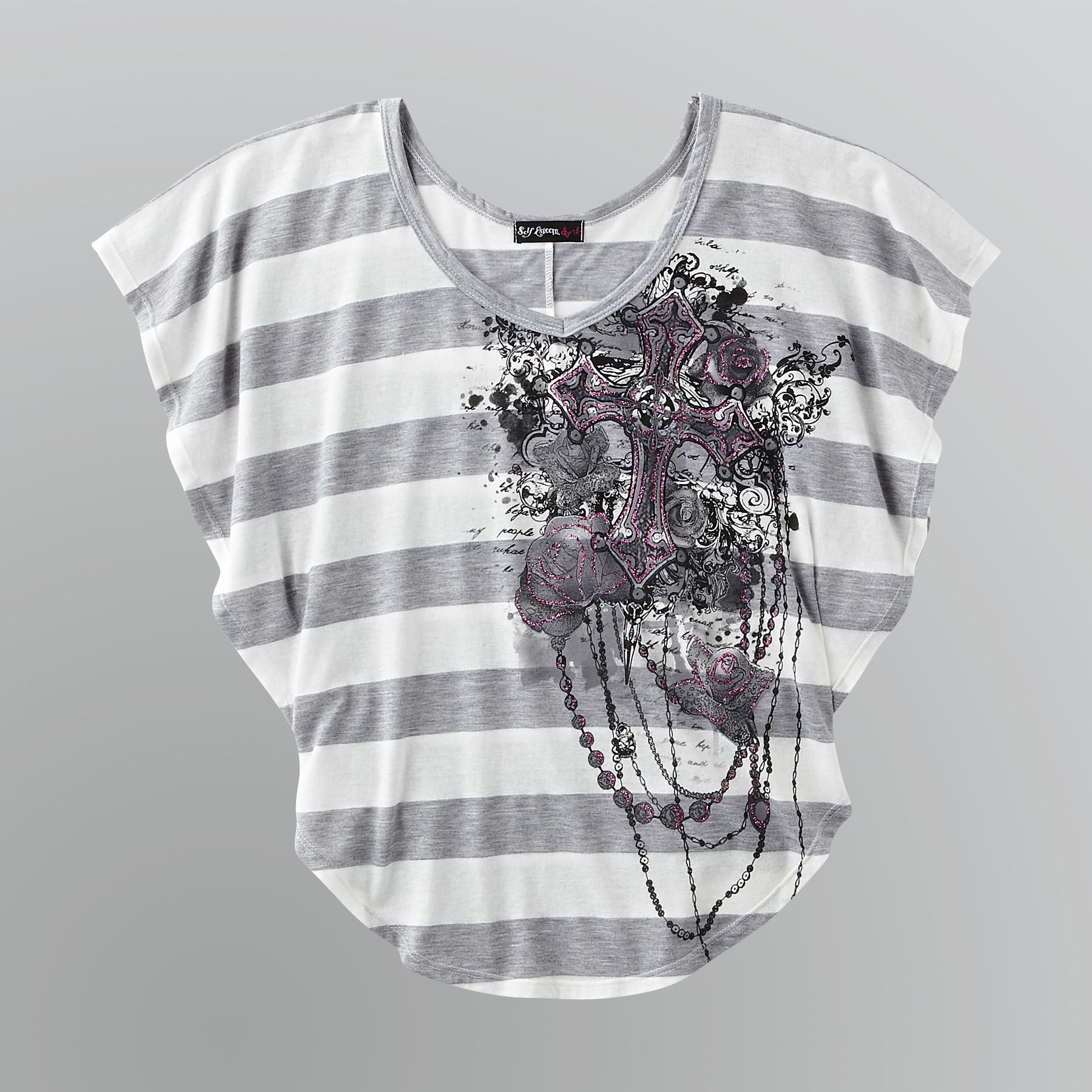 Self Esteem Junior's Glitter Cross Poncho T-Shirt