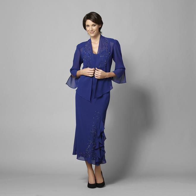R & M Richards Women's Beaded Dress & Jacket
