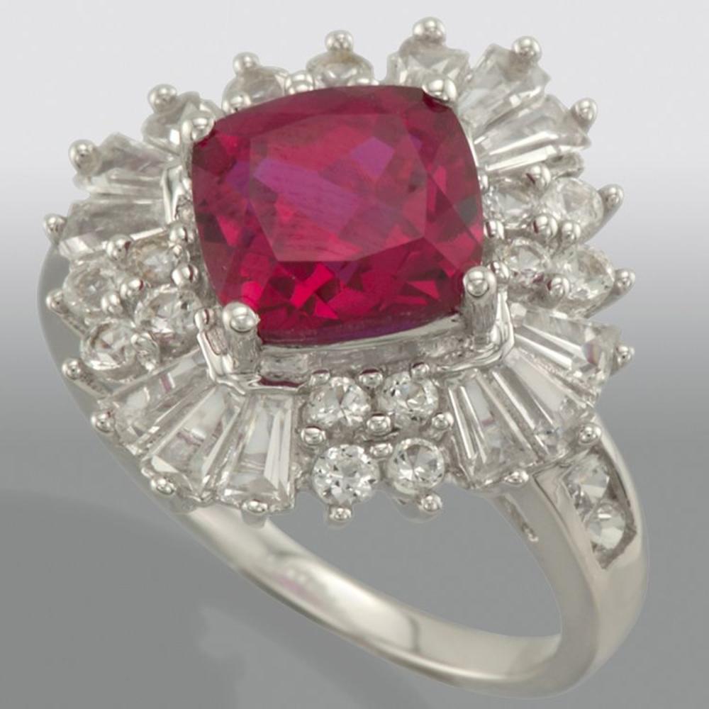 Sterling Silver and Lab Created Ruby Ring