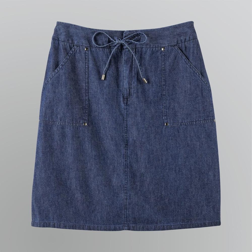 Basic Editions Women's Denim Drawstring Skirt