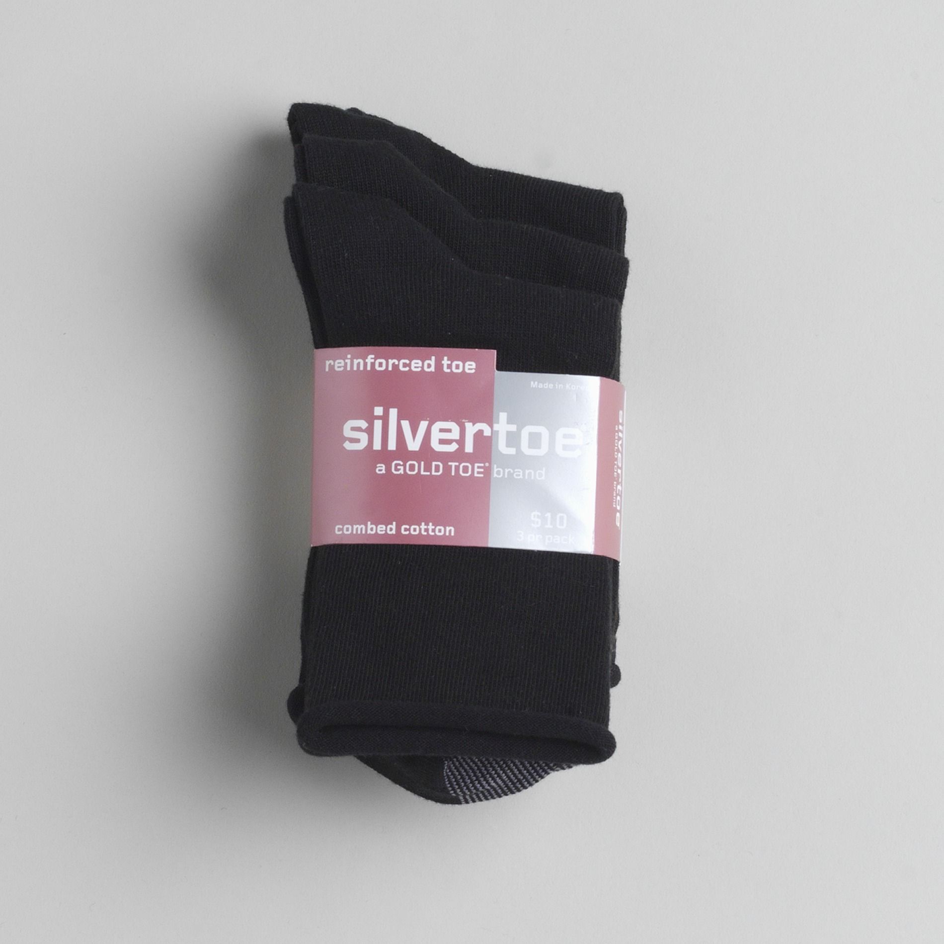 Silvertoe Women's 3-Pack Jersey Cotton Blend Roll Top Crew Sock