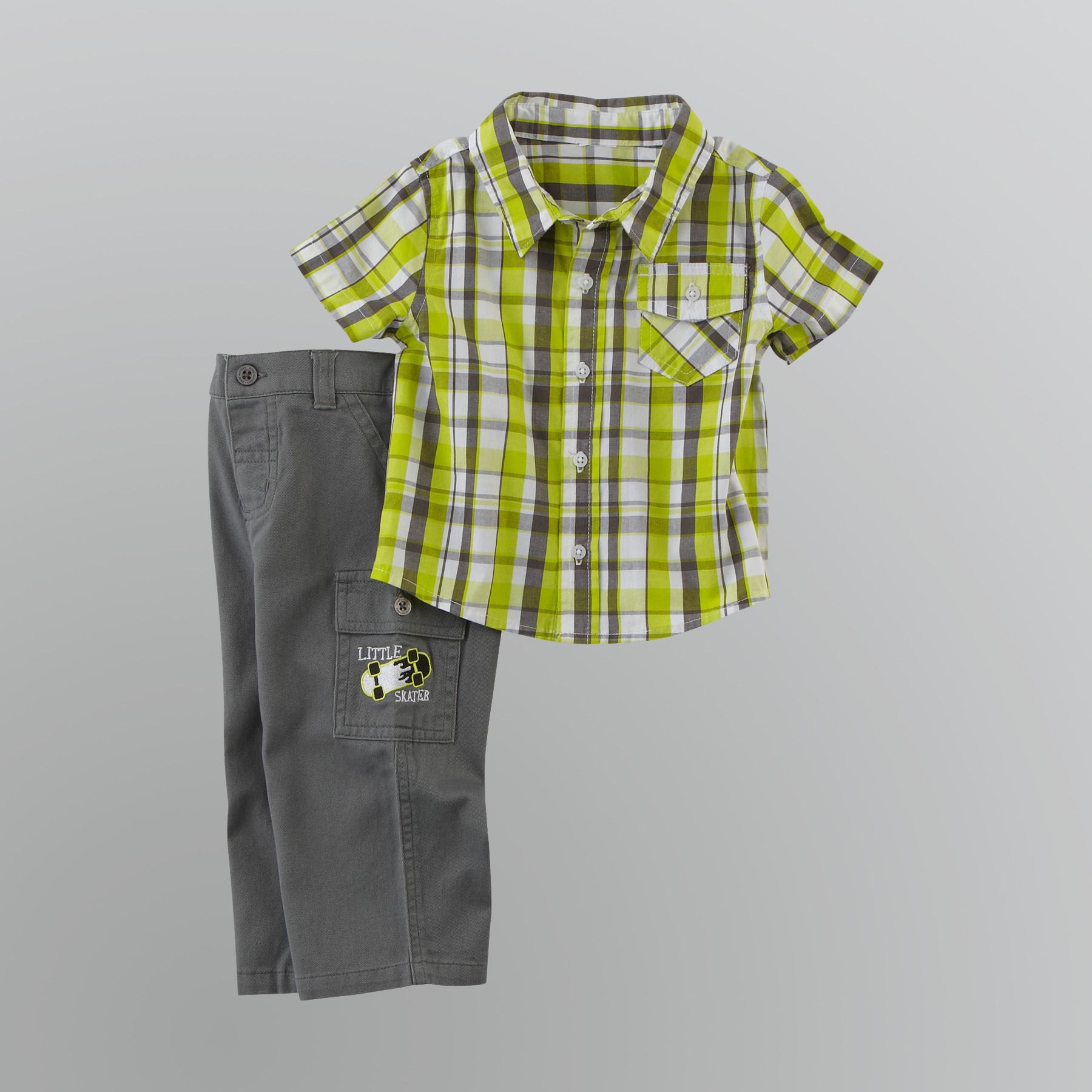 Small Wonders Toddler Boy's Plaid Shirt and Cargo Pants