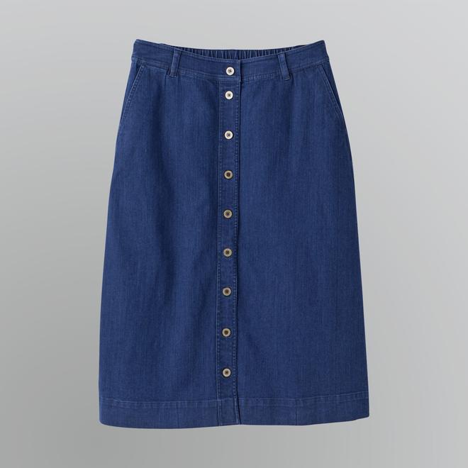 Laura Scott Women's Button Front Denim Skirt