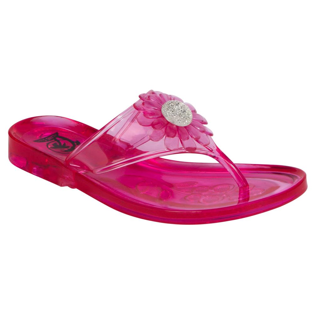 Island Club Girl's Clear2 Jeweled Jelly Thong Sandal - Pink