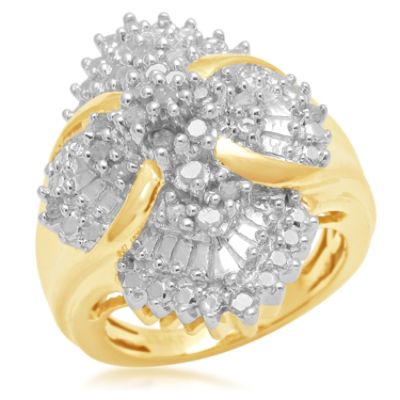 1/2 cttw Gold Over Brass Diamond Ring