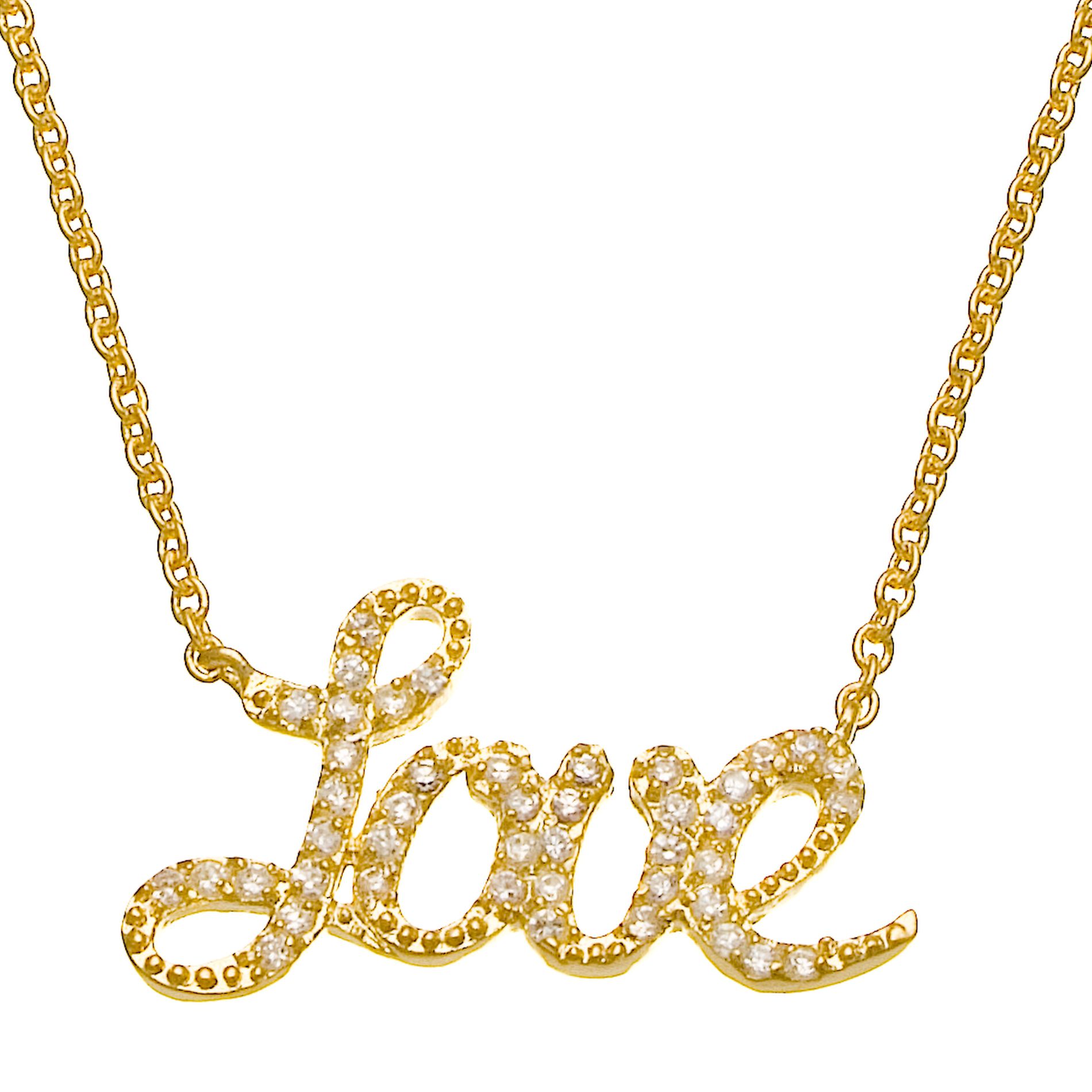 Sofia Vergara Ladies Yellow Gold Plated Cubic Zirconia Love Necklace
