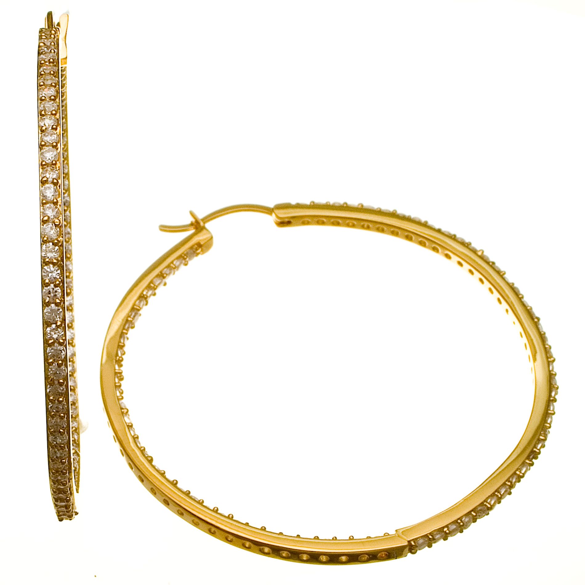 Sofia Vergara Ladies Yellow Gold Plated Cubic Zirconia 45mm Hoop Earring