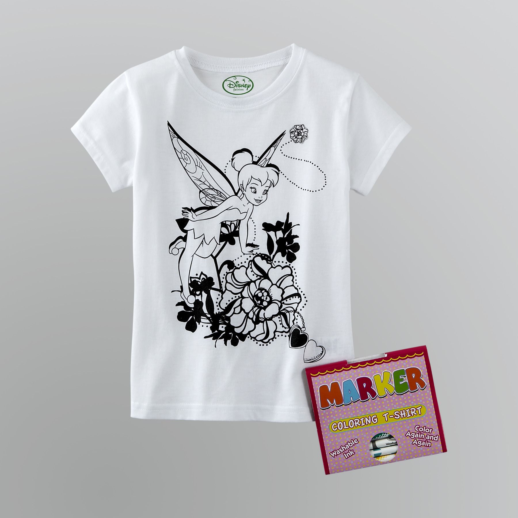 Disney Girl's Tinker Bell Color Your Own T-Shirt