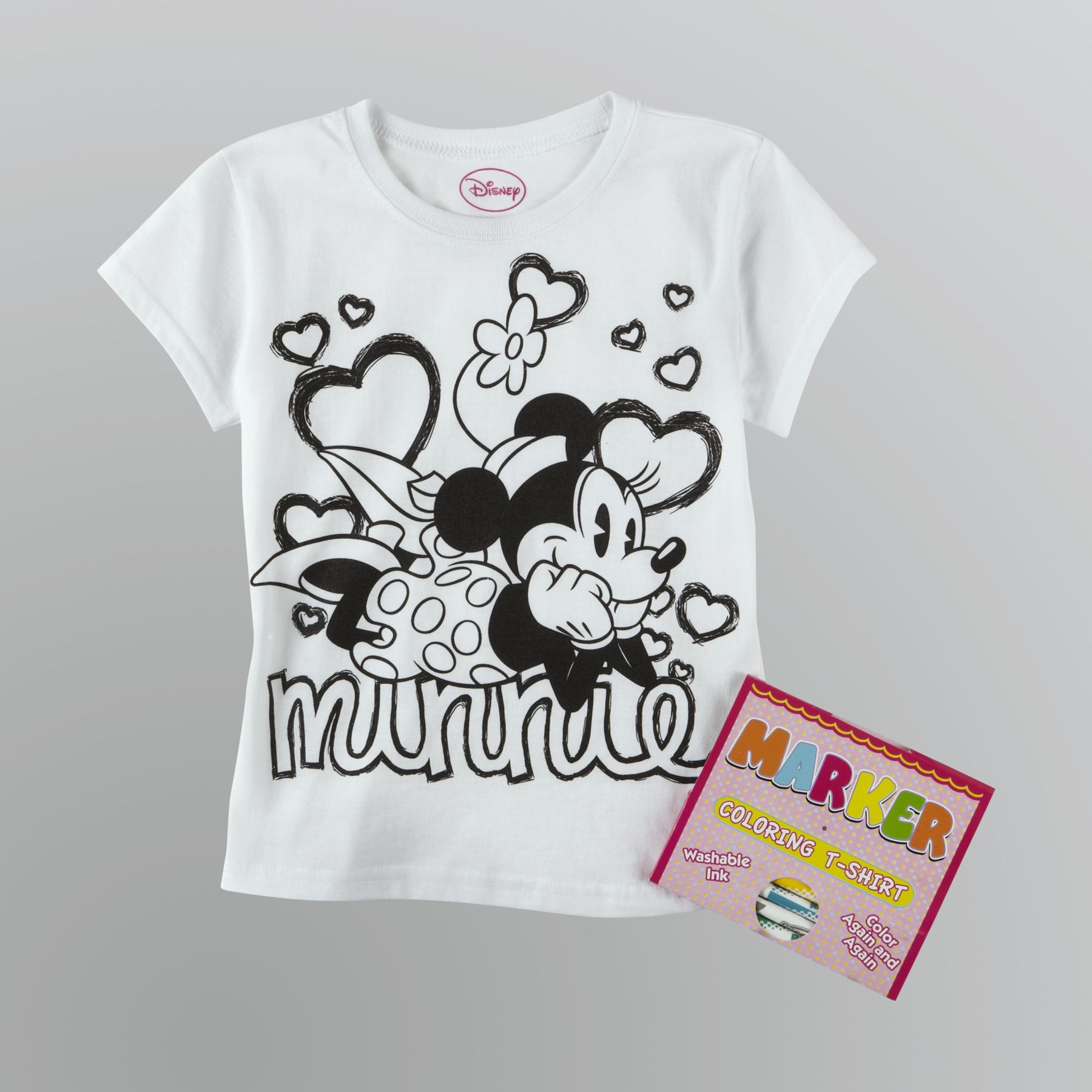 Disney Girl's Minnie Mouse Color Your Own T-Shirt